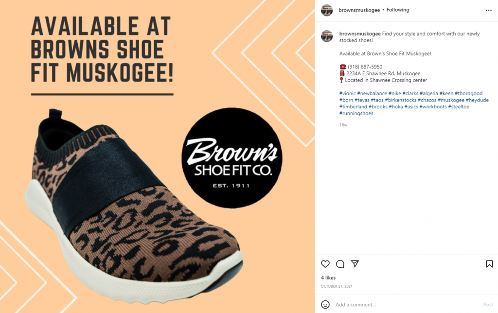 Our Work - Social Media - Browns Shoe Fit Muskogee