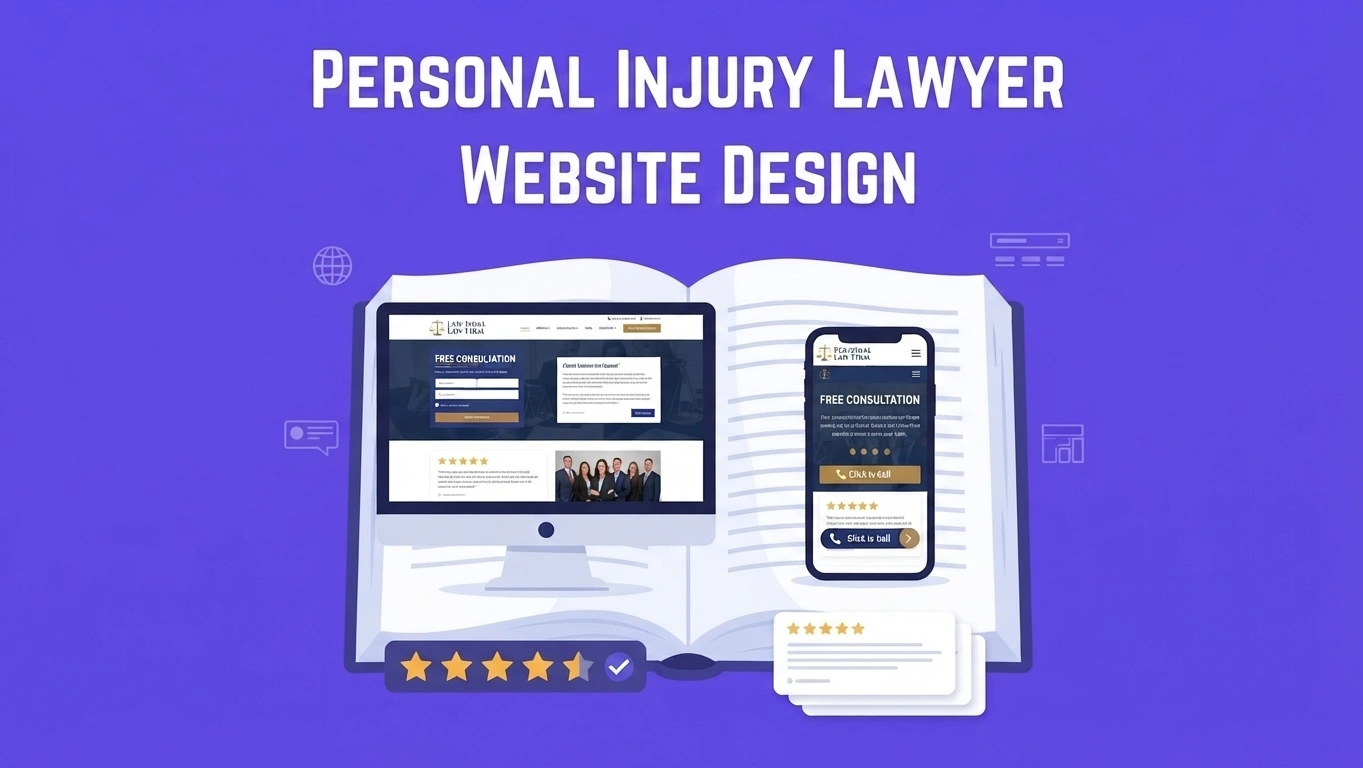 Personal injury lawyer website design displayed on desktop and mobile screens